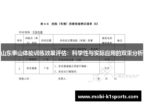 山东泰山体能训练效果评估：科学性与实际应用的双重分析